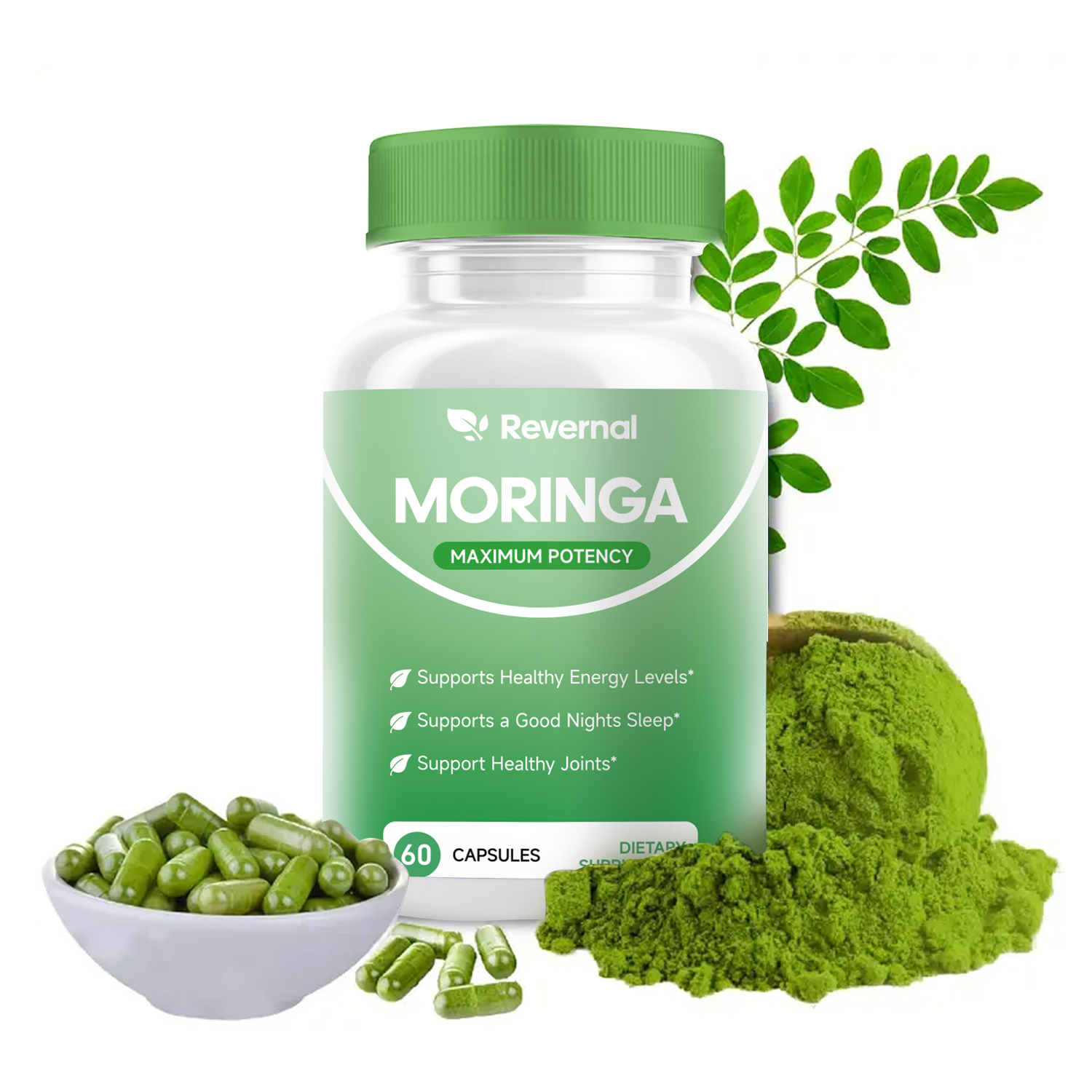 Quitmood Moringa Powder Capsules - 800 mg czystego, bogatego w składniki odżywcze proszku Moringa - naturalny zielony przeciwutleniacz Superfood
