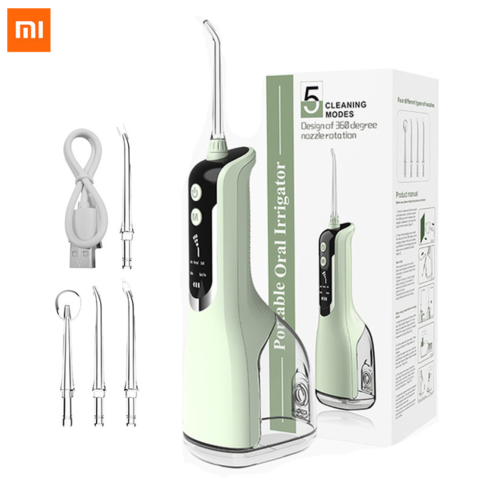 Irrigador Dental Xiaomi, irrigador Dental inteligente con chorro de agua, blanqueador, recargable por USB, 330ml, 5 modos, irrigador Dental resistente al agua