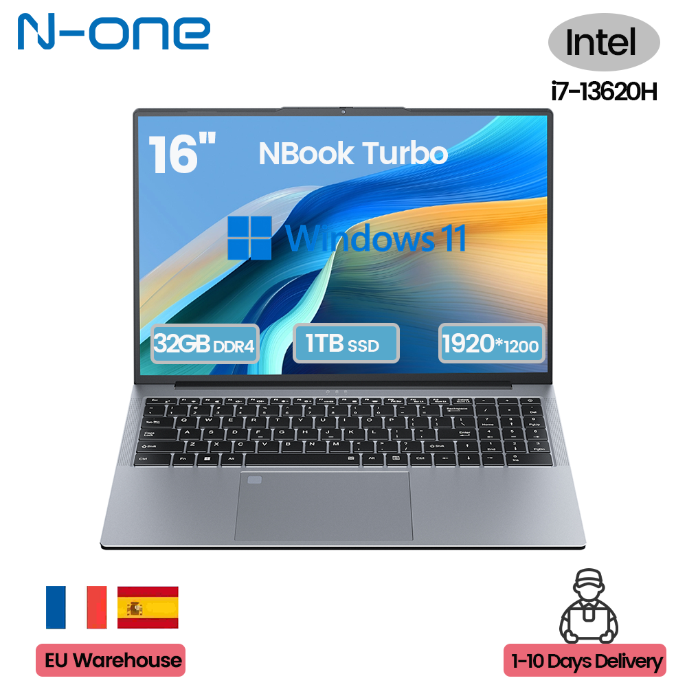 N-one NBook Turbo 16" laptop Intel® Core™ i7-13620H Windows 11 Pro 32 GB DDR4 1 TB SSD Gaming-notebook Wifi 5 BT4.2