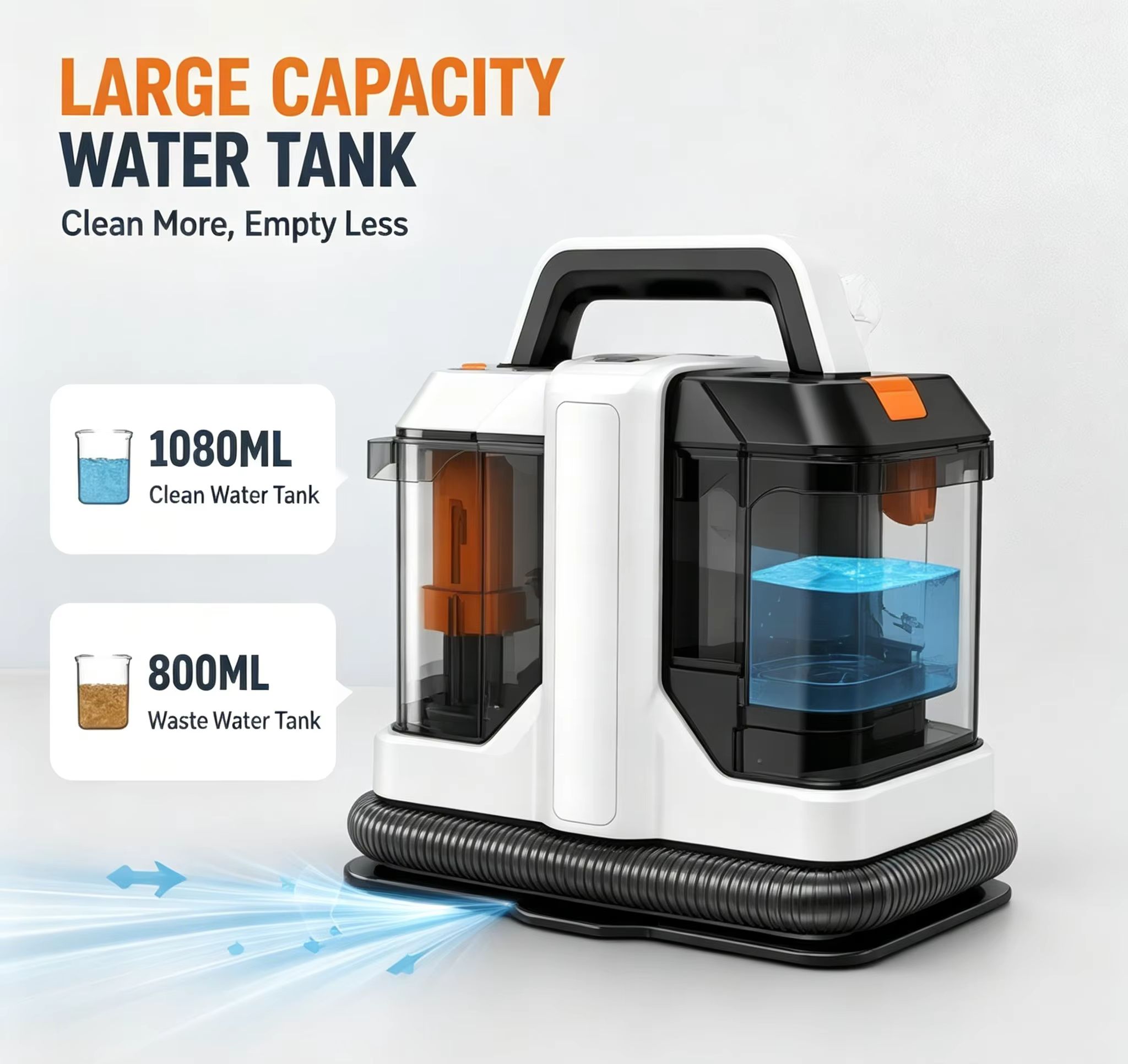 Automatischer Induktions-Sprühreiniger für Stoffe, 15Kpa Starke Saugkraft Teppich-Sofa-Kissen-Waschmaschine, EU 220-240V IPX4 Wasserdichtes Haushalts-Tiefenreinigungsgerät