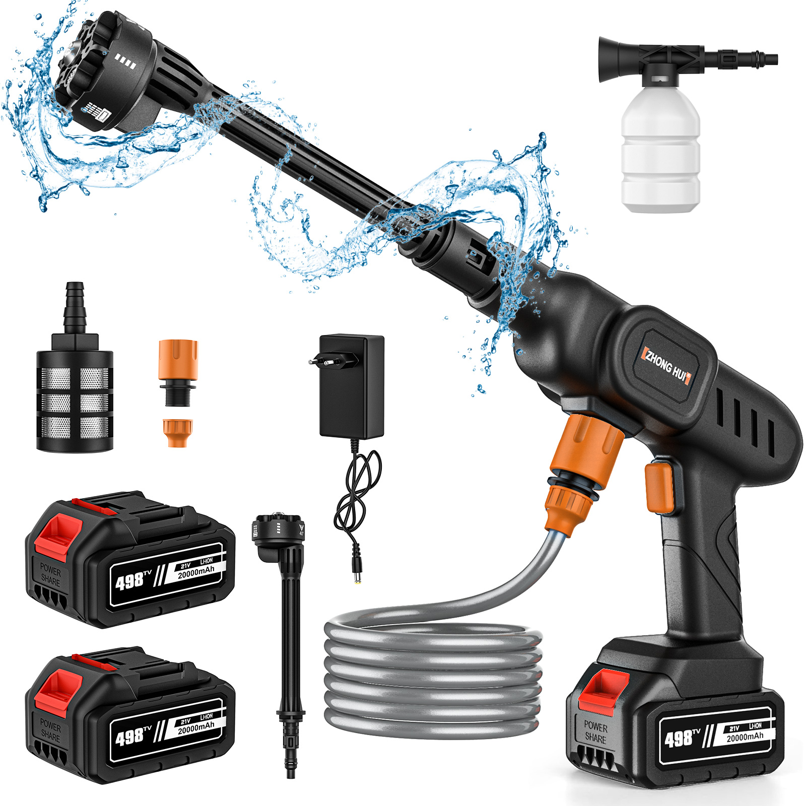 Pistola de agua para coche, lavadora de alta presión 6 en 1, 60bar, 20000mAh, limpieza de jardín doméstico, lavadora, pistola para batería Makita