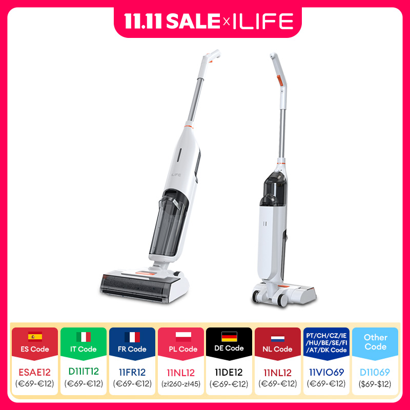 Ilife W90 Cordless Wireless Wet Dry Smart Mop Washing, 5500Pa Suction, 1 Min Self Cleaning, Large Dual Water Tank