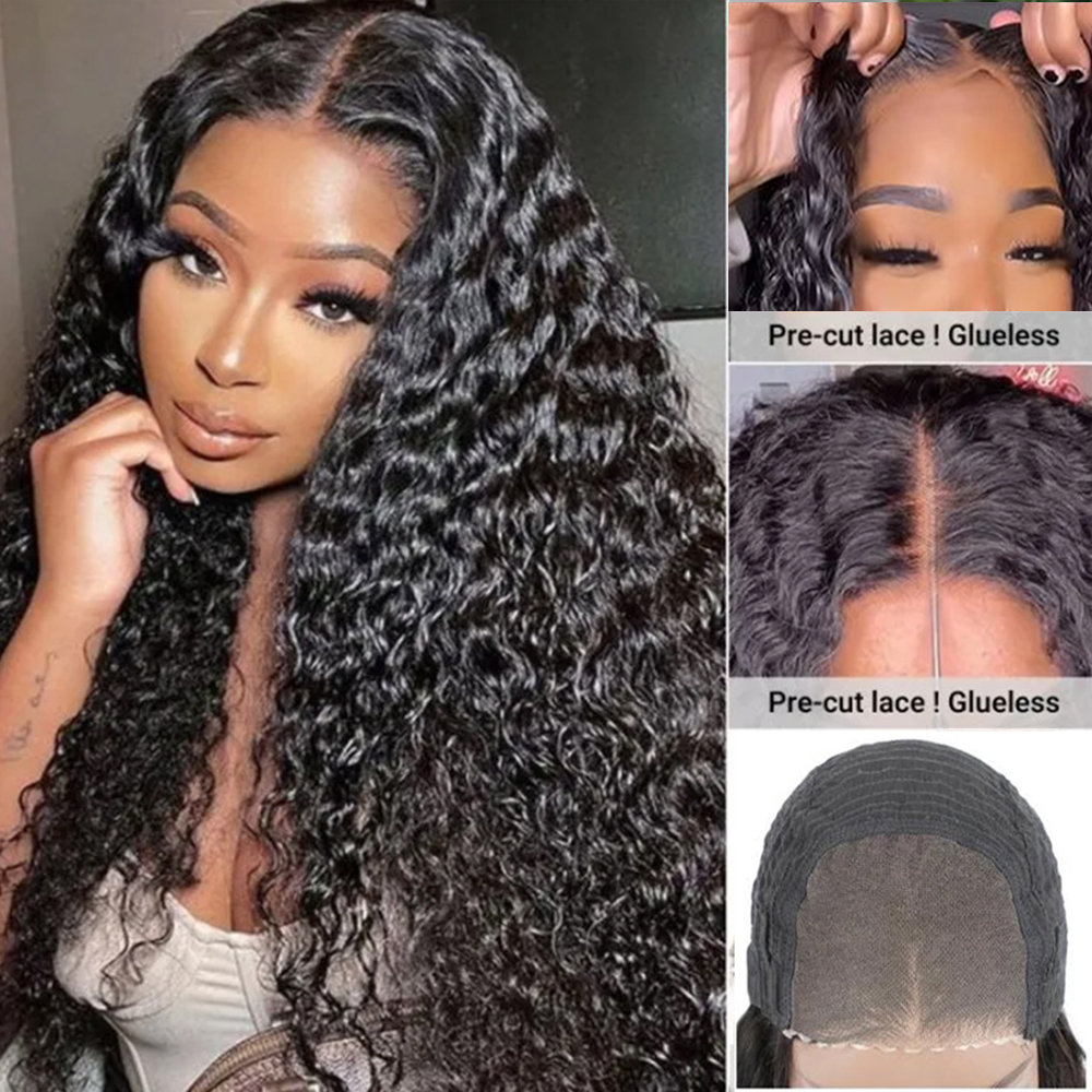 Water Deep Wave Glueless Wig Human Hair Ready To Wear And Go PrePlucked For Women 13x6 Hd Frontal Curly Lace Front Wigs On Sale