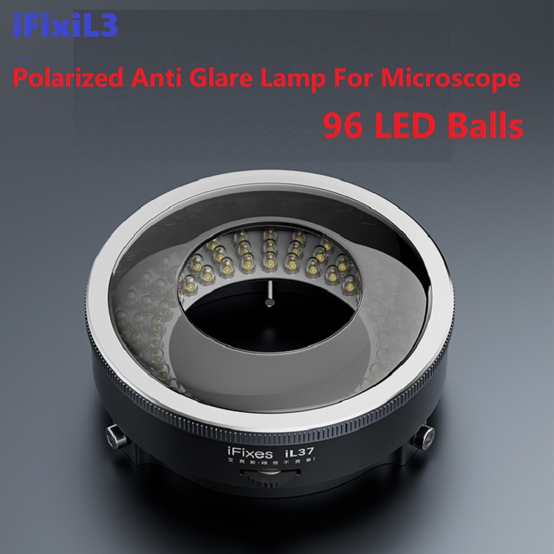 iFixes IL37 Microscope LED Ring Light 96 LED Balls Adjustable Polarized Built-in Polarizer Analyzer Radiationless Anti-Glare