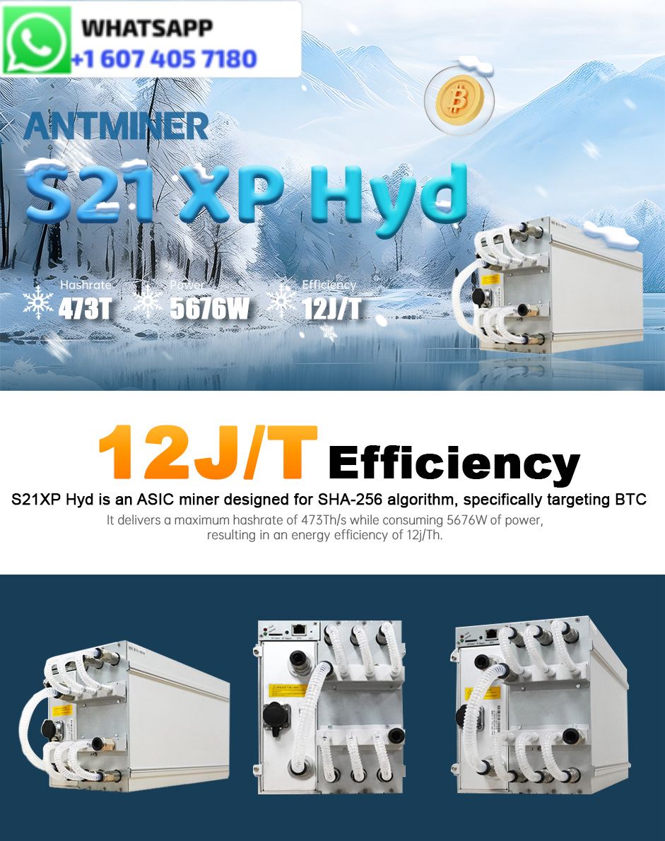 HD. Compre 10 e ganhe 6 grátis: Novo Bitmain Antminer S21 XP Hydro 5676W, minerador de Bitcoin de alto desempenho com fonte de alimentação original incluída.