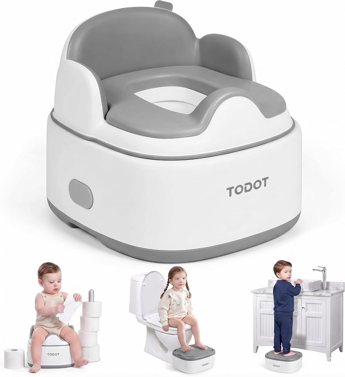 Baby Potty Toilet 3-in-1, Potty Training for Cleanliness, Baby Potty + Toilet Seat Reducer + Non-Slip Step Stool, Multifunctional for Children Aged 12–36 Months, Facilitates Transition from Diapers to the Toilet