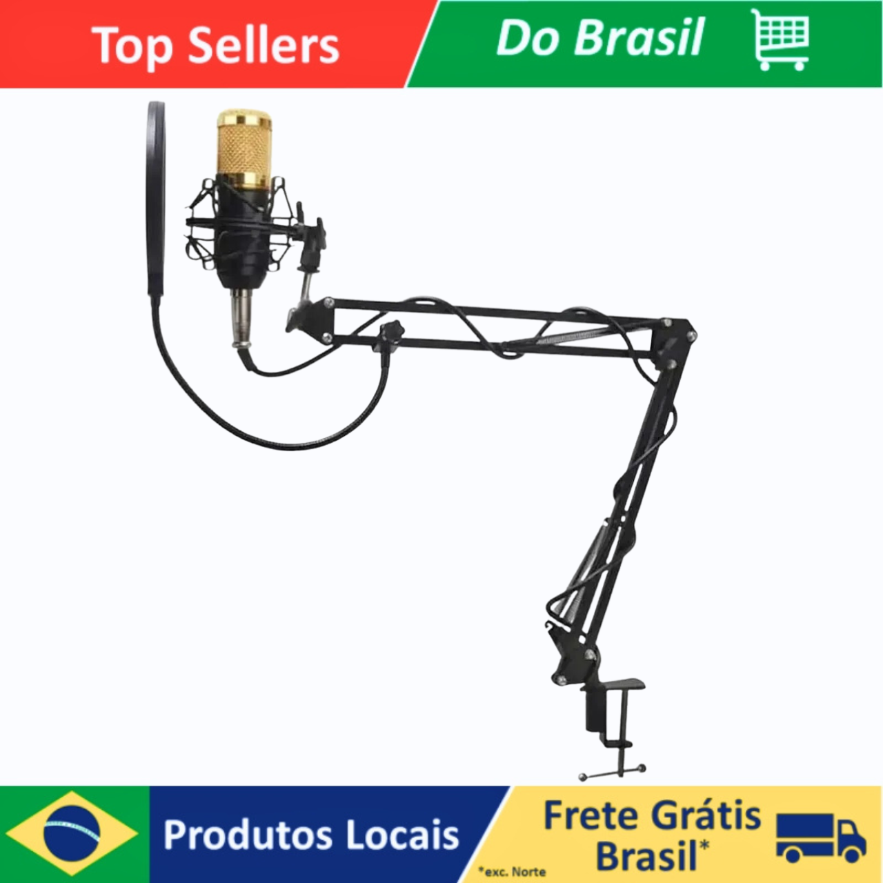 Microfone Estúdio Profissional Condensador Braço Articulado Condensador Estudio Gravaçao Podcast Gamer