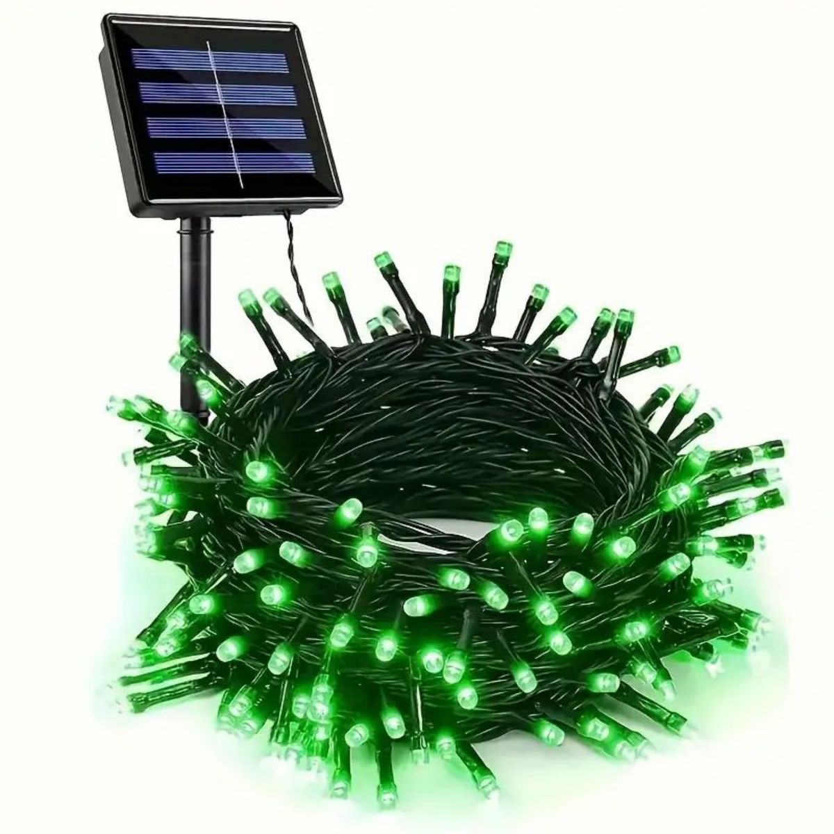 1pc luzes de corda verdes movidas a energia solar, 8 modos de iluminação, decoração ao ar livre impermeável para o dia das bruxas, jardim, festa, feriado