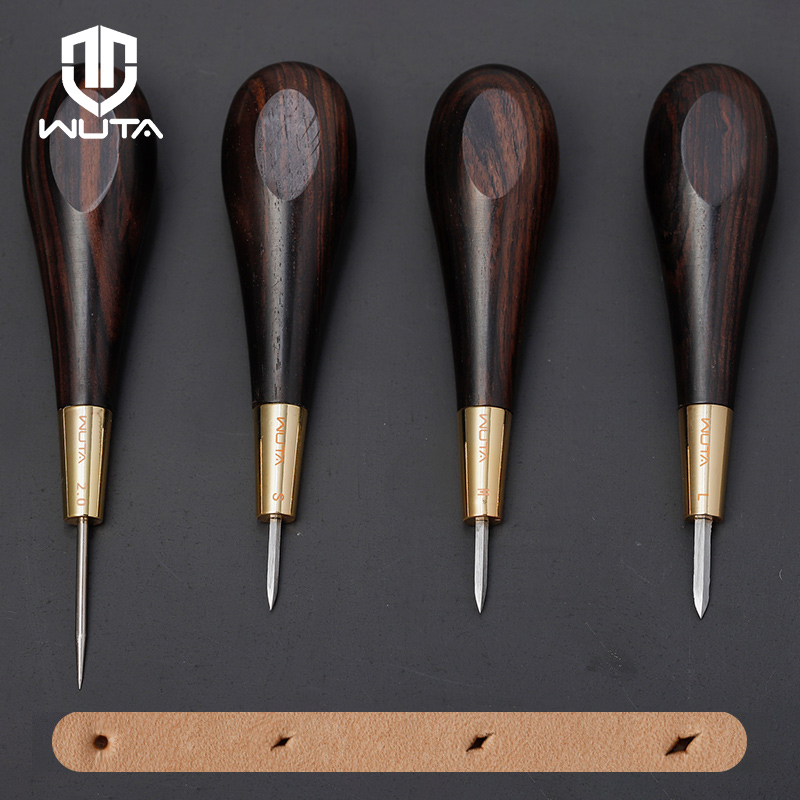 WUTA 2. Generation Ledernähte Ahle Diamantform Ebenholz Blackwood & Messing Bastelwerkzeug Handnähen Ahle DIY Stitcher Taper