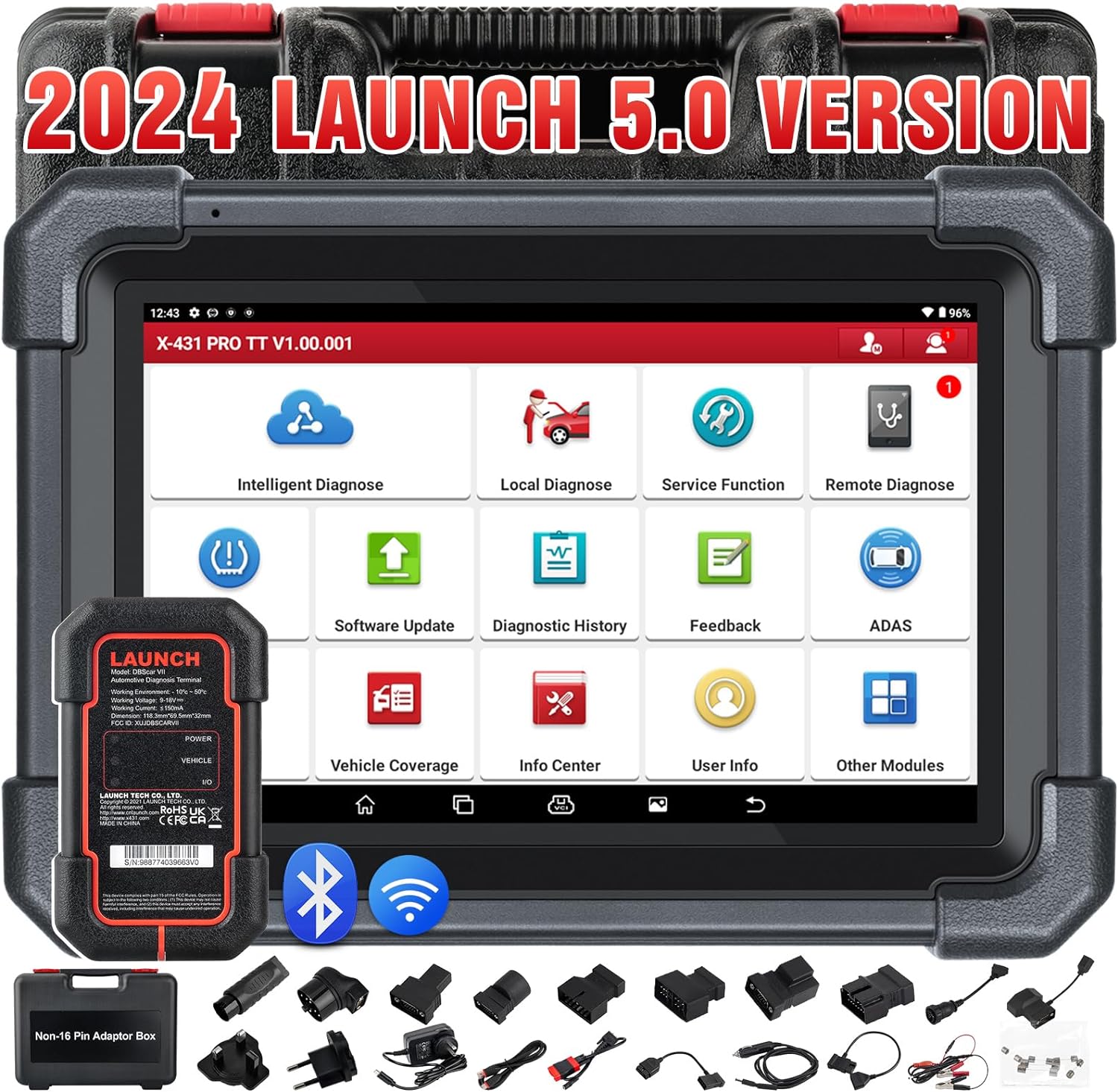 Двунаправленный инструмент для сканирования LAUNCH X431 PRO TT с разъемом DBSCar VII, сброс 37 + для всех автомобилей, онлайн-кодирование ECU, IMMO ключей CANFD,