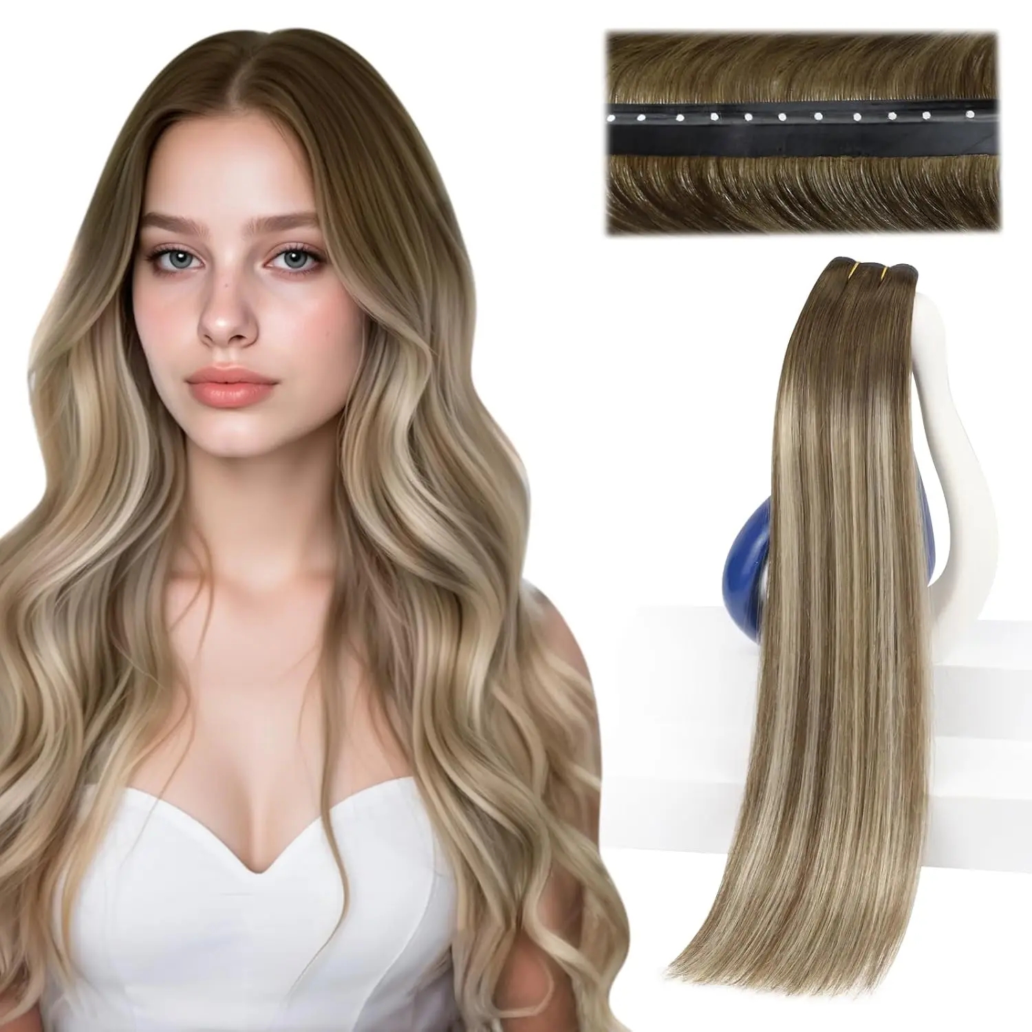 Vesunny borboleta extensões de cabelo cabelo humano real balayage gênio trama extensões de cabelo invisível em linha reta micro grânulo remy cabelo