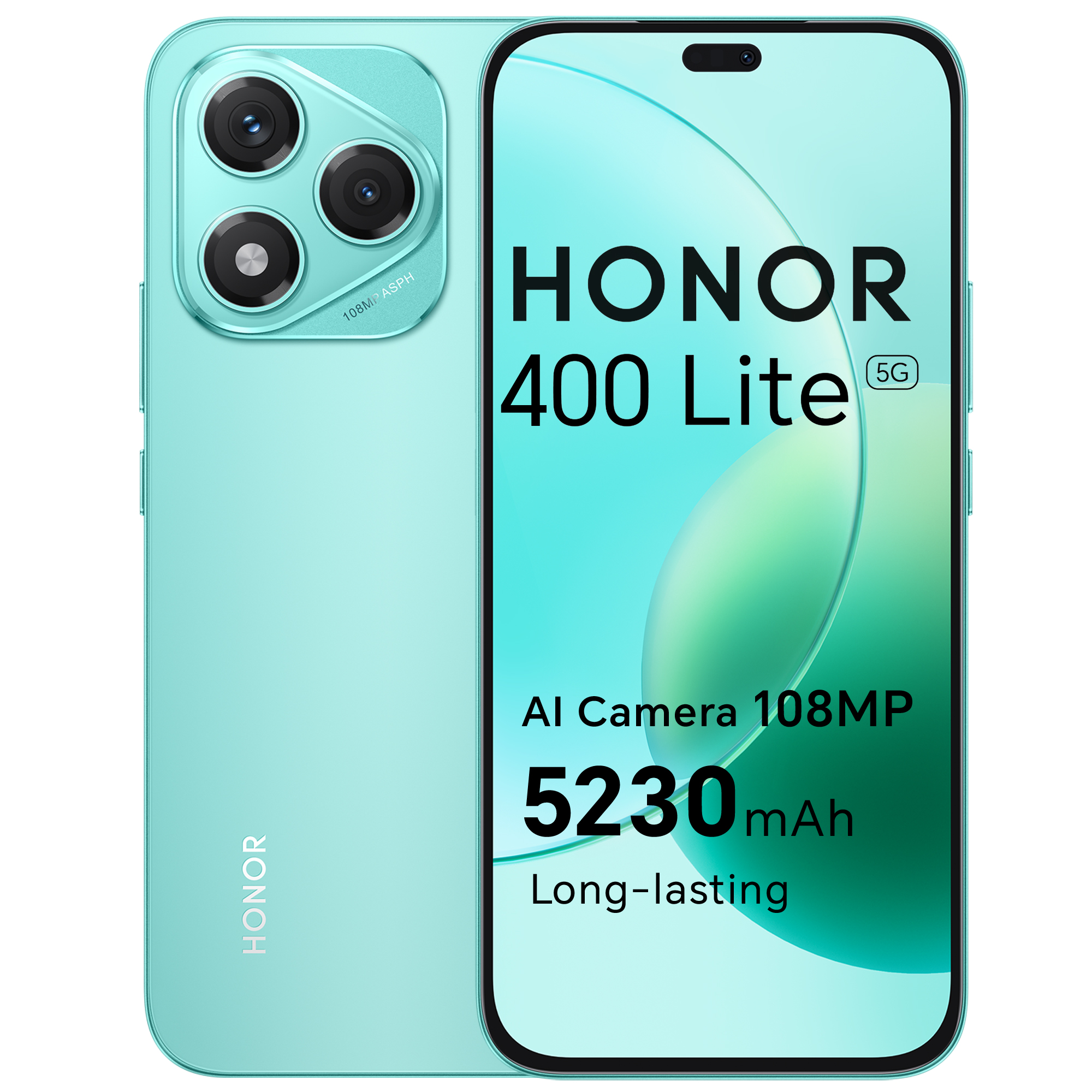 HONOR 400 Lite 5G Smartphone, 256 GB/8 GB RAM, telefono Android sbloccato senza contratto, fotocamera AI da 108 MP con pulsante, dual SIM, 5.230 mAh, Android 15