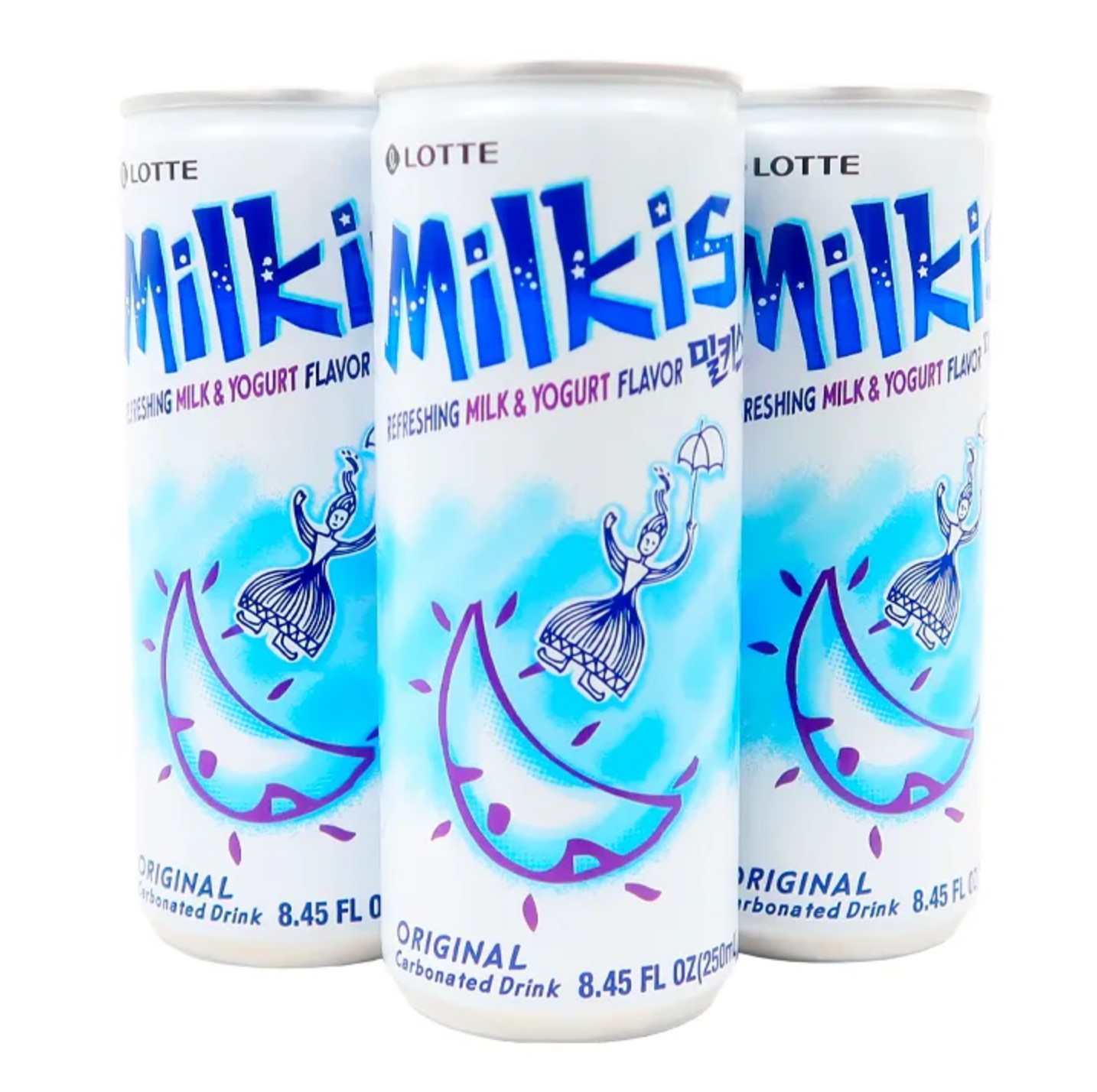 Lotte Milkis-Bebida Coreana Sabor Original, 10 Latas de 250 ml cada Bebida Carbonatada Sabor Iogurte, Sabor