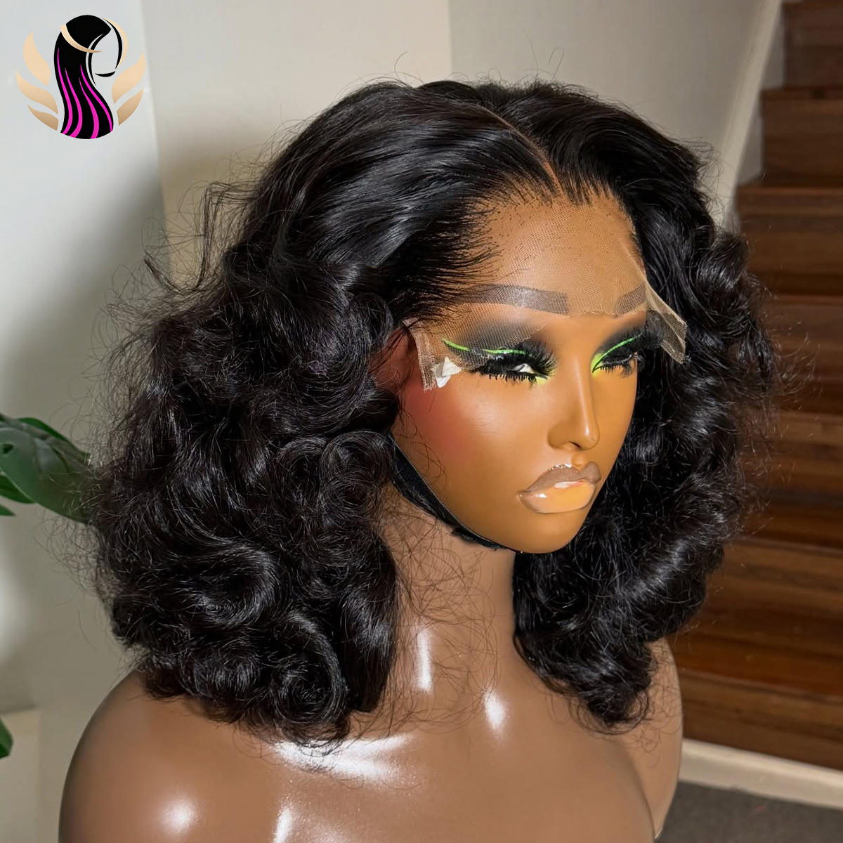 Pelucas de cabello humano con encaje frontal HD 13x4, ondas corporales, densidad 200%, peluca bob pre-arrancada, pelucas bob cortas para mujeres afroamericanas, peluca frontal con cierre de encaje 4x4, cabello humano negro natural, ondas sueltas, pelucas 