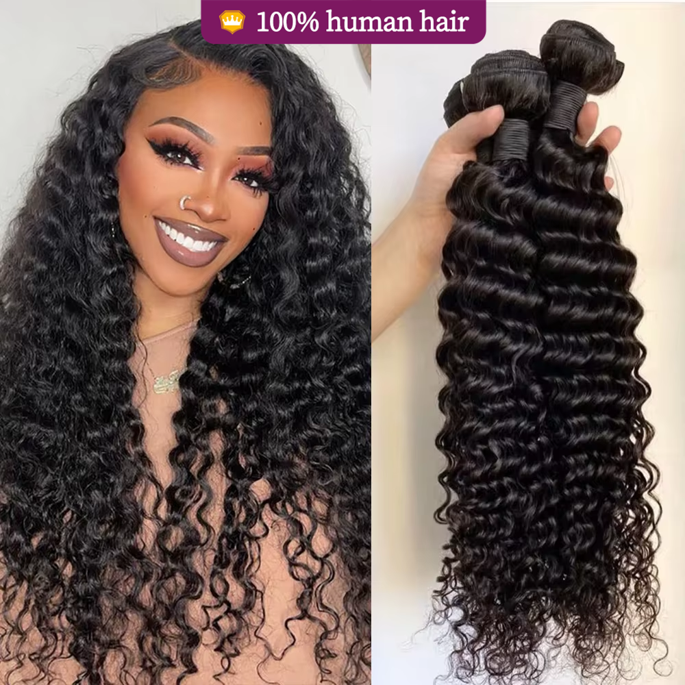 Tissage Deep Wave Human Hair Bundles 20 22 inch Bundles Brazilian Bundles 1/3/4 PCS Human Hair Extensions Dostawa 3 dni Francja