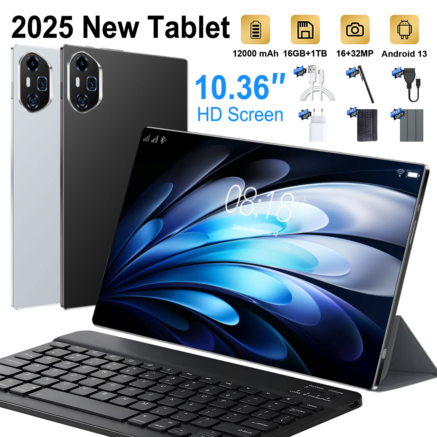 2025 Global New 10.36 inch tablet Android 14 Pad 300Pro 16GB 1TB Snapdragon 8 Gen2 4KHD 5G WIFI Bluetooth WPS 20000mAh tablets