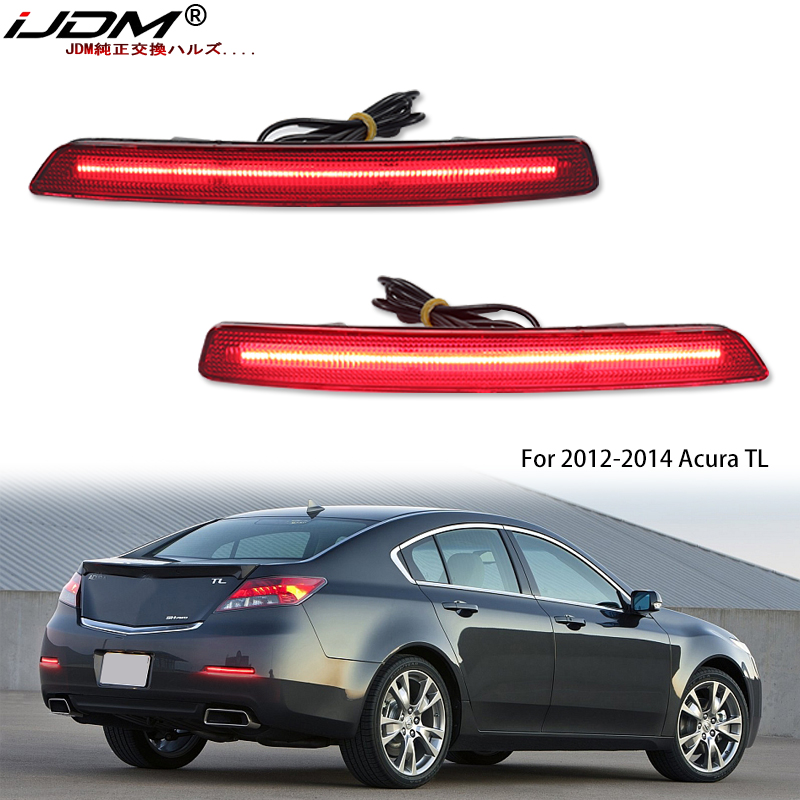 Luces Reflectantes LED para Parachoques de Coche IJDM para Acura TL, Funcionan como Luces Traseras, de Freno y Antiniebla Traseras, Luz de Señal de Giro 2012-2014