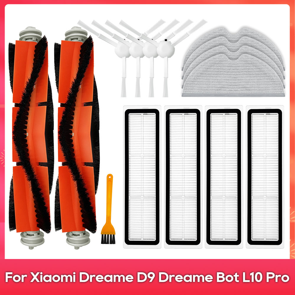 Совместимо с ( Dreame D9, L10 Pro, Trouver Robot LDS Vacuum Finder ) Запасные части Аксессуары Основная и боковая щетка Ткань дл