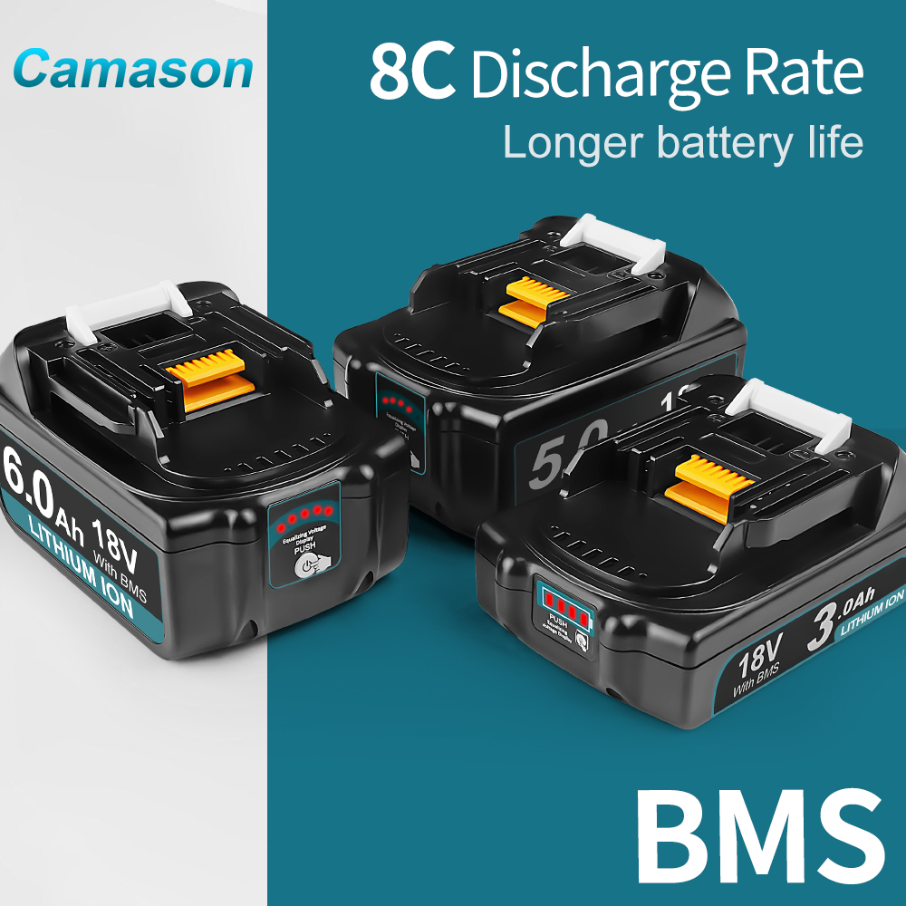 Аккумулятор Camason 18 В для электроинструментов Makita, сменные аксессуары BL1860 BL1850, литий-ионный аккумулятор 18 В, зарядное устройство