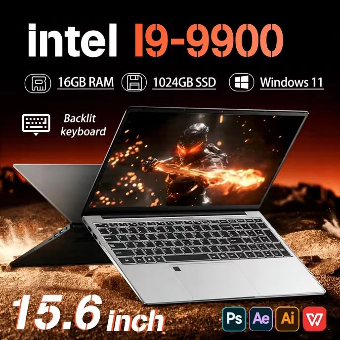Portátil Intel Core i9-9900 con Windows 11 Pro, pantalla HD de 15.6 pulgadas, 16GB de RAM, SSD de 1TB/2TB, computadora portátil.