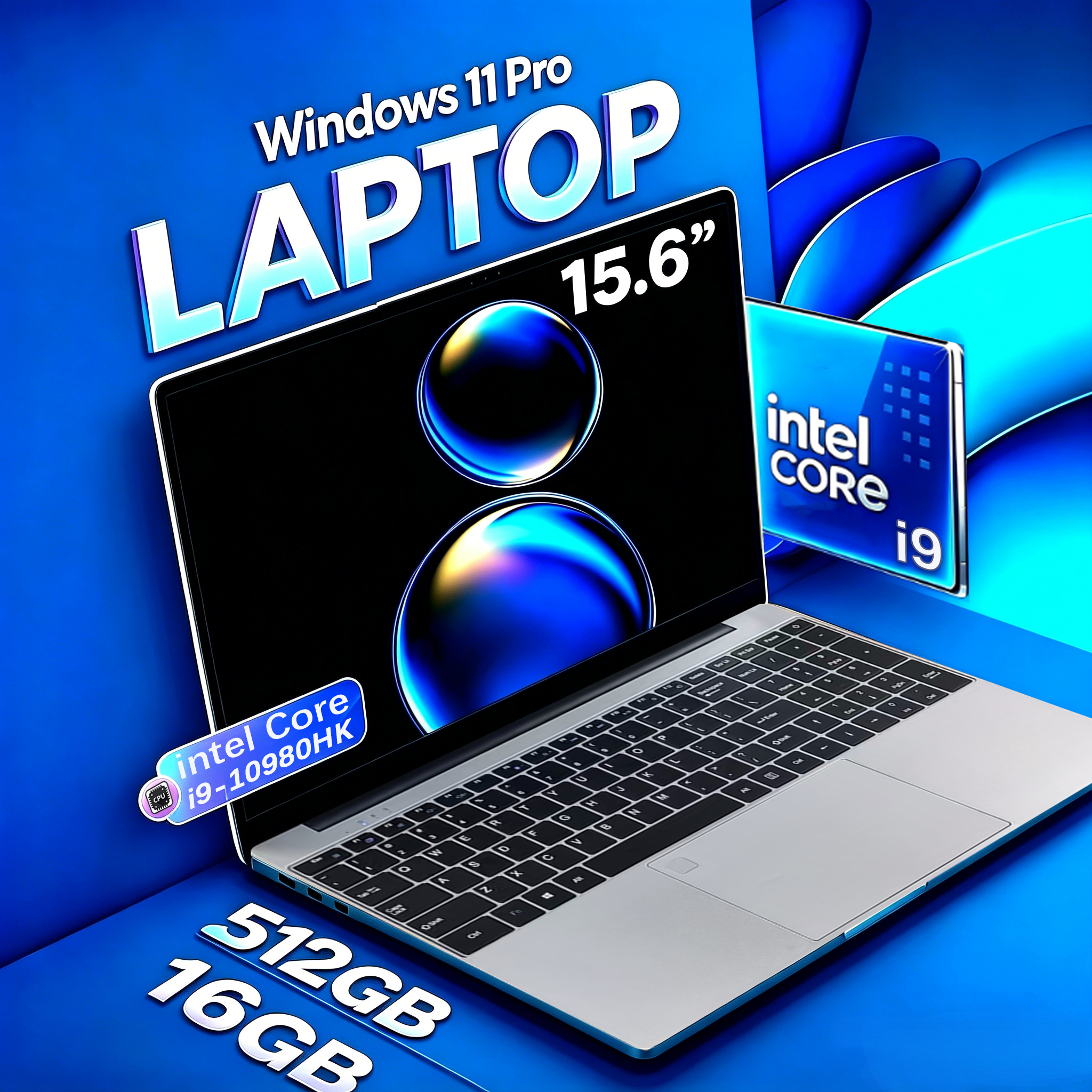 Laptop Portatile da 15.6 Pollici con Windows 11 Pro, Processore Intel Core I9-9900, Schermo HD, 16GB RAM, SSD da 1TB/2TB