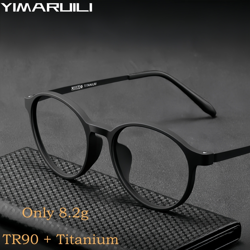 YIMARUILI Ultra-light Retro รอบ Titanium Alloy กรอบแว่นตาผู้ชายและผู้หญิงยืดหยุ่น TR90 ออพติคอลแว่นตา 3050