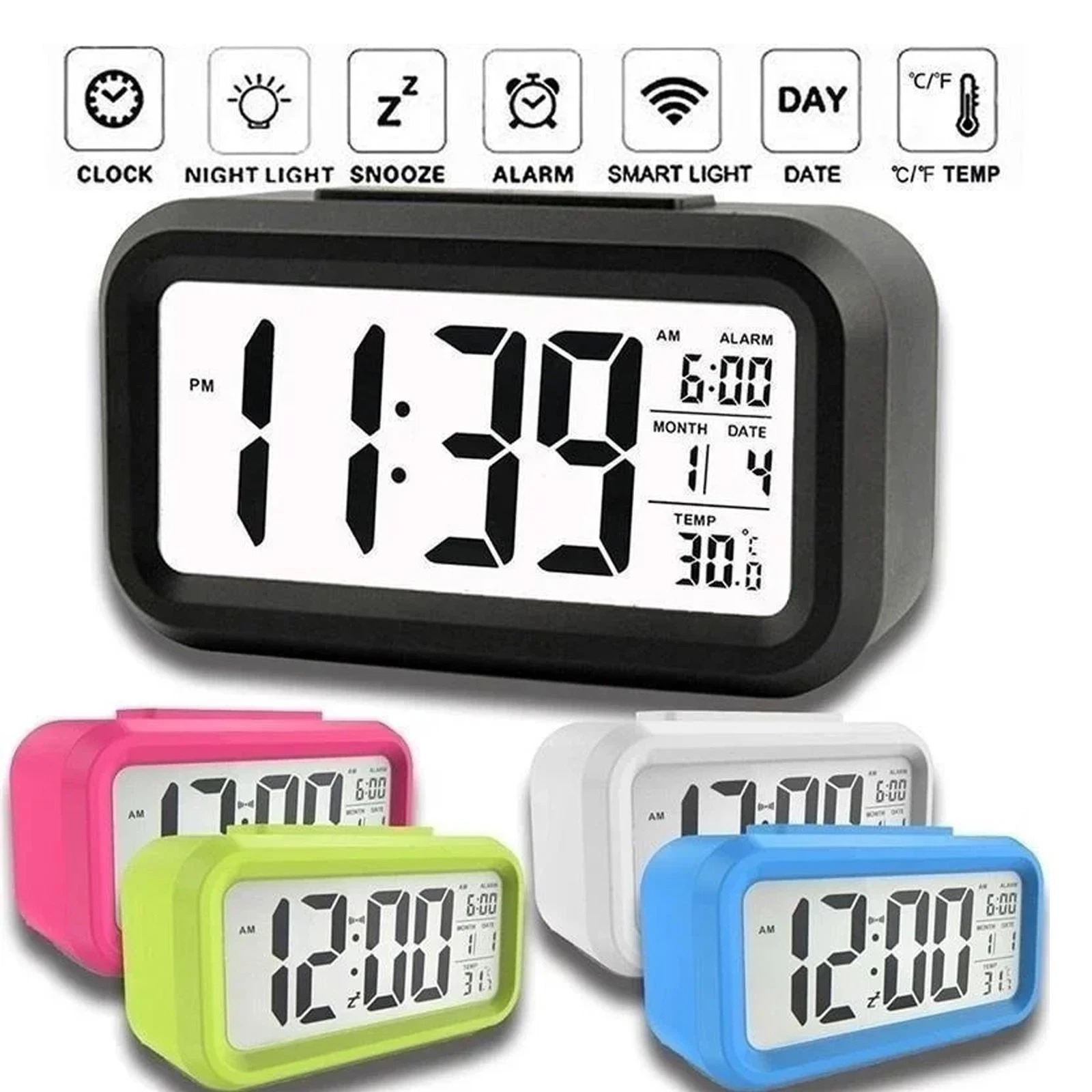 Digital LCD Alarm Clock with Calendar Thermometer alarm clock alarm clock digital desk clock Room Temprature Home Decore