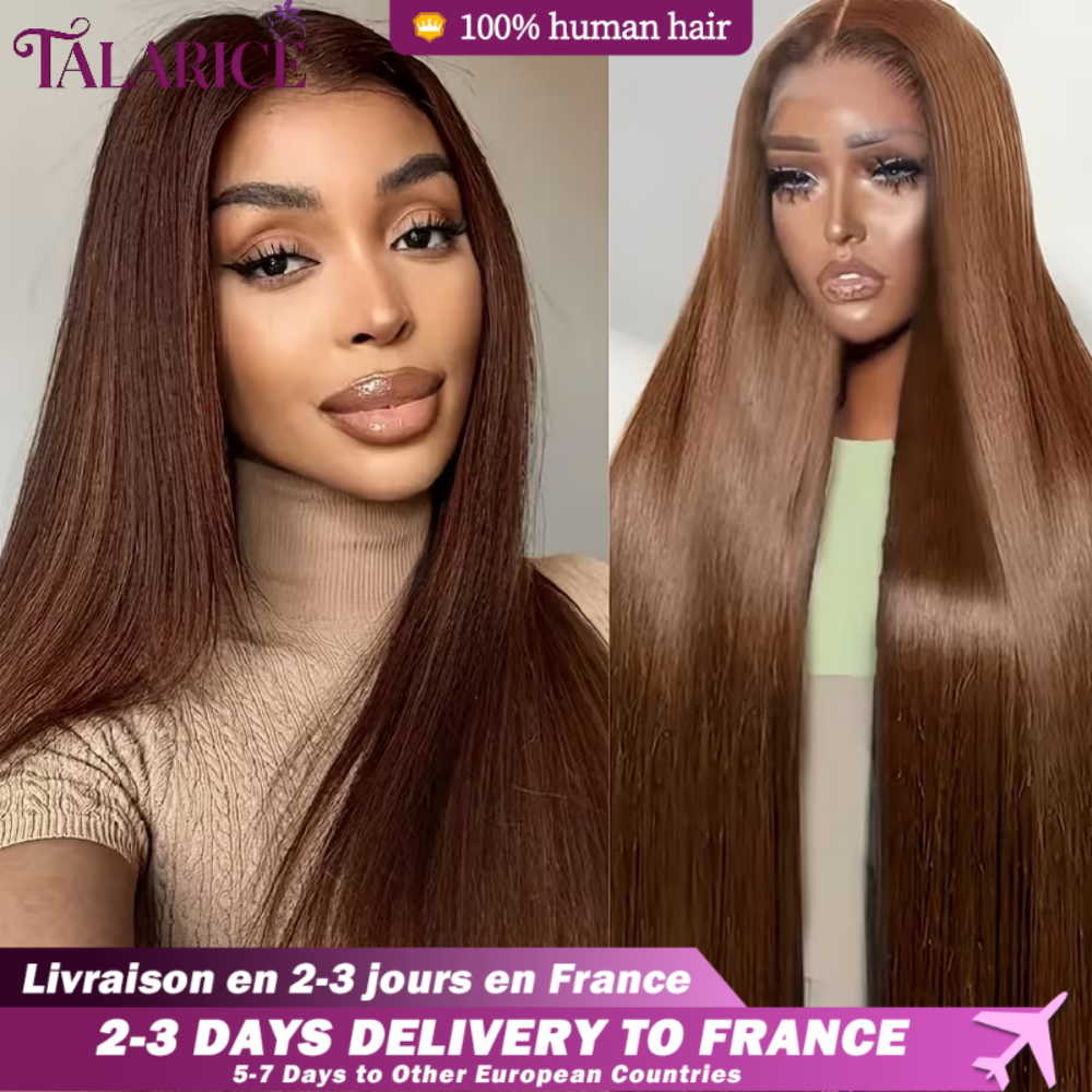 Шоколадно-коричневые прямые парики из натуральных волос 13x6 HD Lace Front, 30 дюймов, 100% натуральные волосы, предварительно выщипанные, доставка 3-5 дней