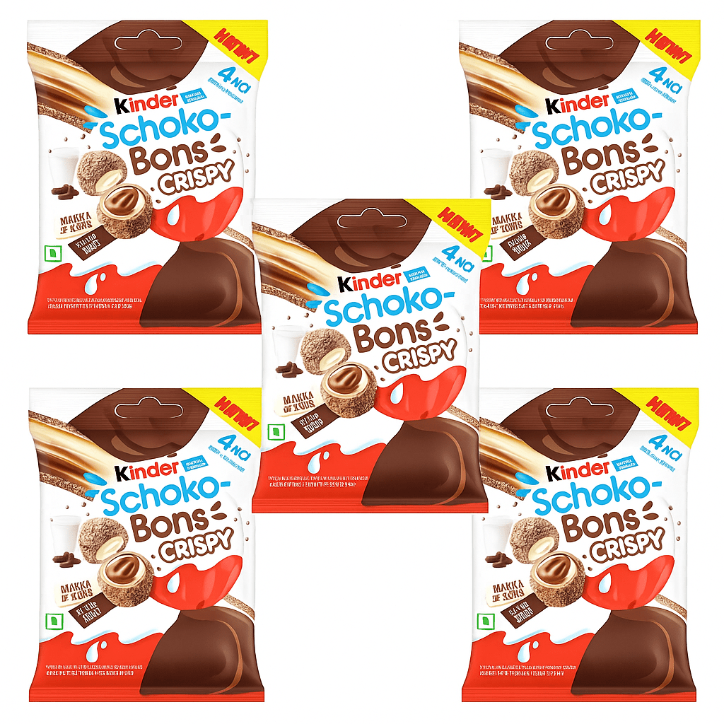 5x Kinder Schoko-Bons Crispy 22g – Knusprige Schokoladenpralinen mit Milchcreme, 110g