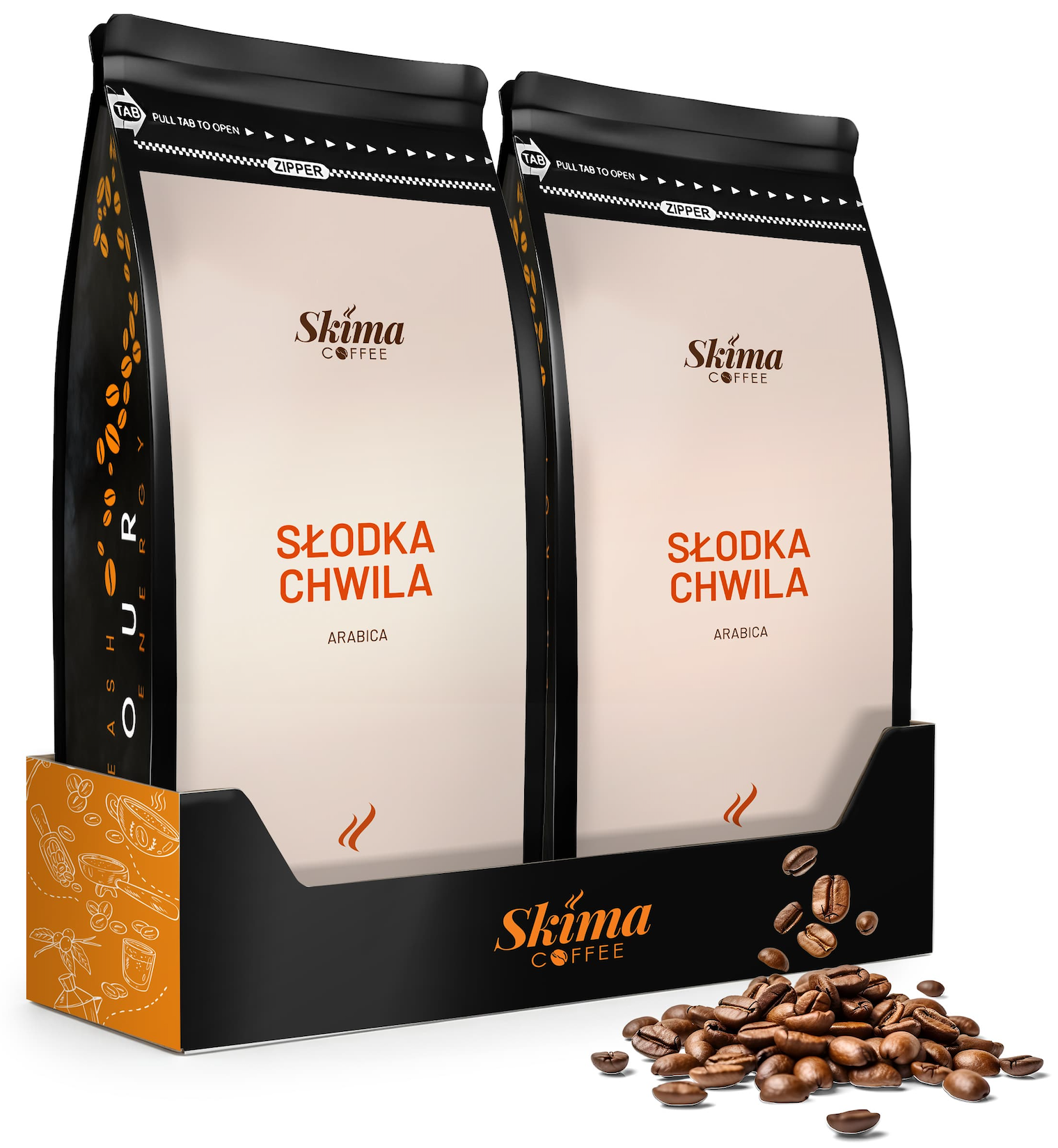 Ganze Kaffeebohnen 2x1kg SŁODKA CHWILA 100% ARABICA Frisch für Espressomaschinen + KOSTENLOSES GESCHENK