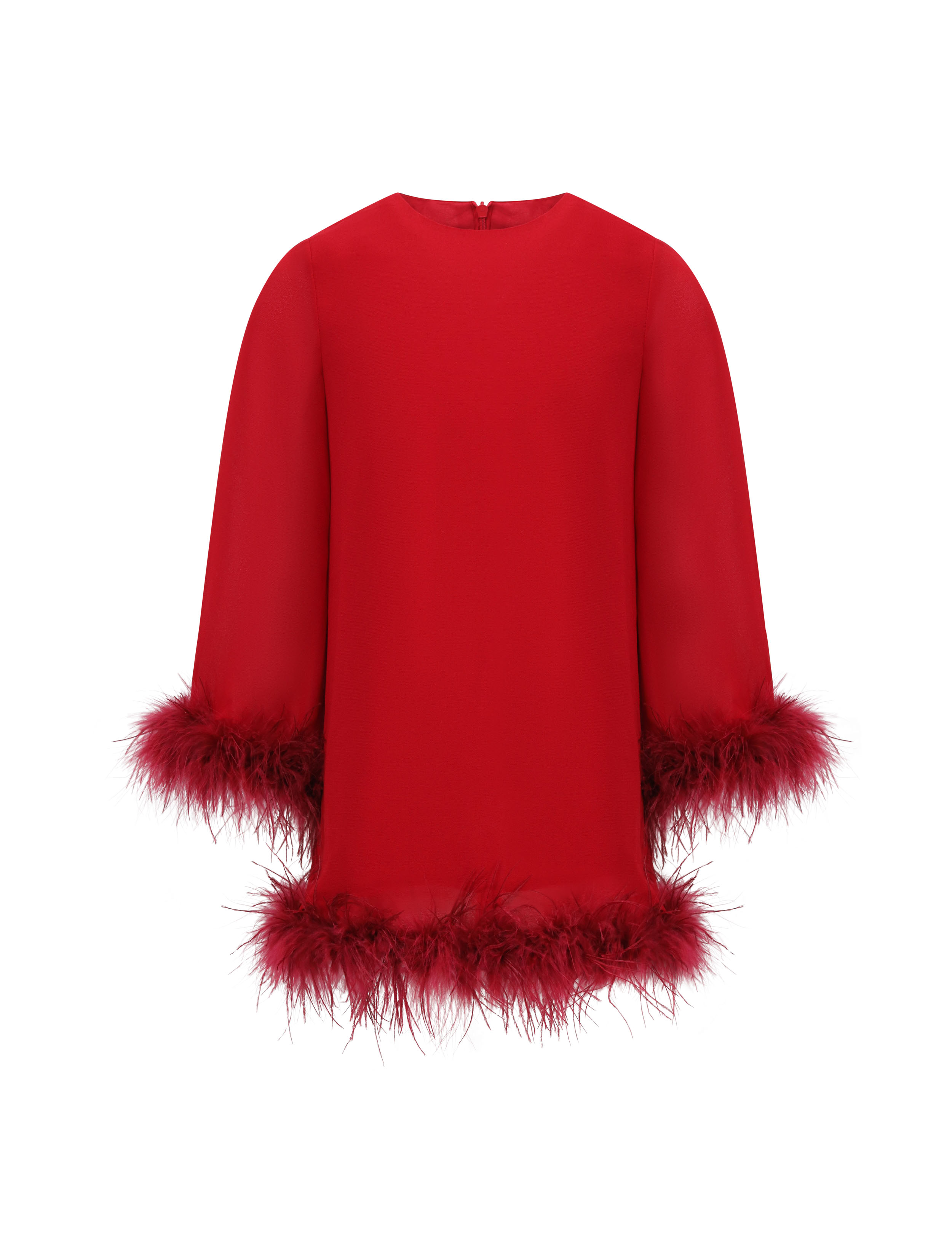 BALOU-Robe garnie de plumes d'autruche pour enfants