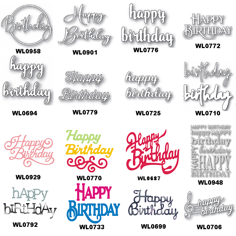 Matrices de découpe en métal pour Scrapbooking, écriture succulente, phrase joyeux anniversaire, pochoirs de fabrication de cartes de vœux, nouvel arrivage, 2025
