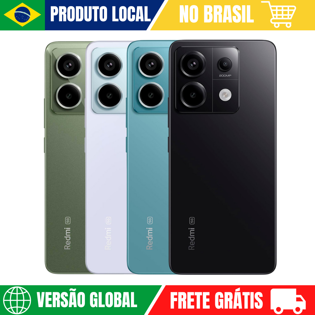 Xiaomi-Smartphone Redmi Note 13 Pro, 5G, 128GB, ROM 256GB, Câmera 200MP OIS, Snapdragon 7s Gen 2, Carregamento Turbo 67W, AMOLED 6,67 ", Novo