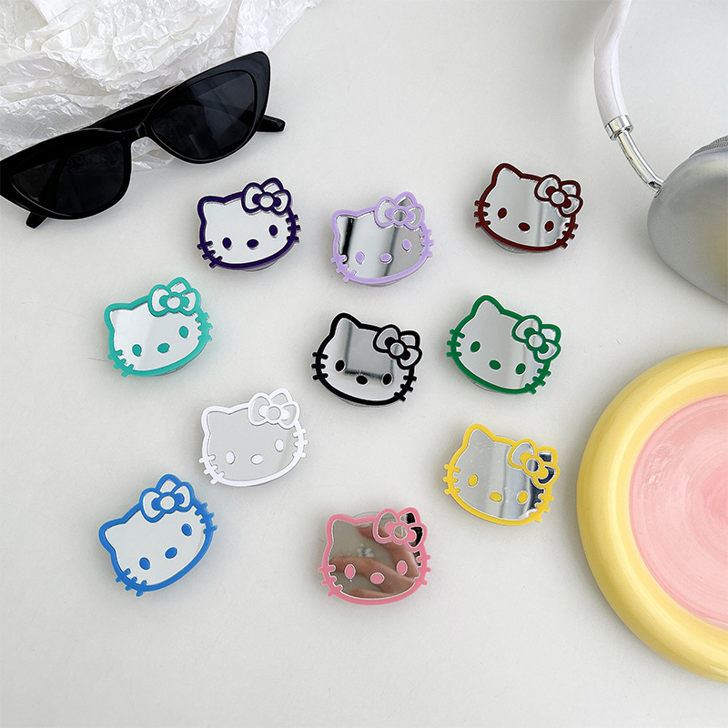 Sanrio Hello Kitty soporte para Airbag de teléfono espejo de color soporte retráctil para teléfono soporte de escritorio estirable pegatina trasera regalos