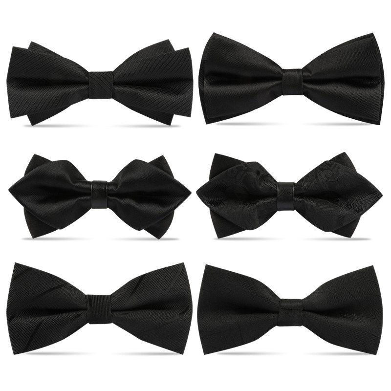 1 pçs gravatas borboleta para homens casamento gravata preta pescoço ajustável bowknot clássico borboleta cravat adulto gravata dupla presente de negócios