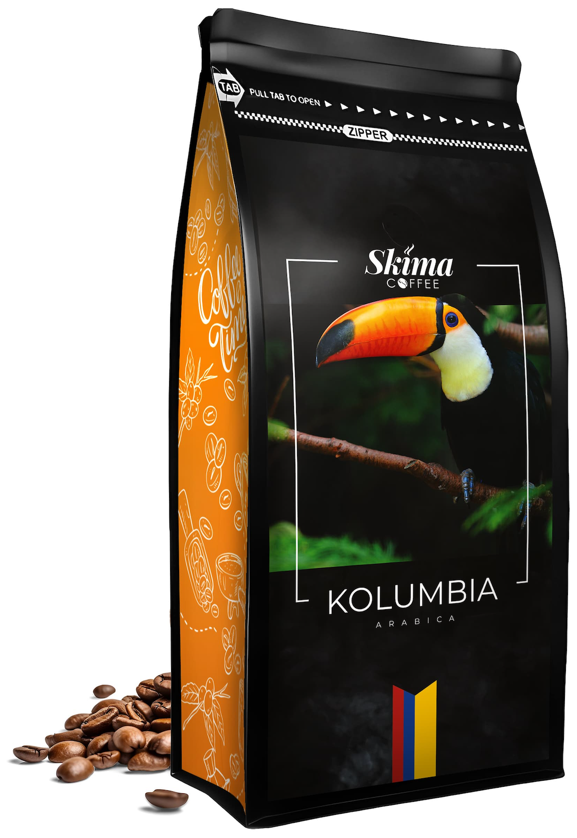 Ganze Kaffeebohnen 1kg KOLUMBIA 100% ARABICA Frisch geröstet für Espressomaschinen + GRATIS Geschenk
