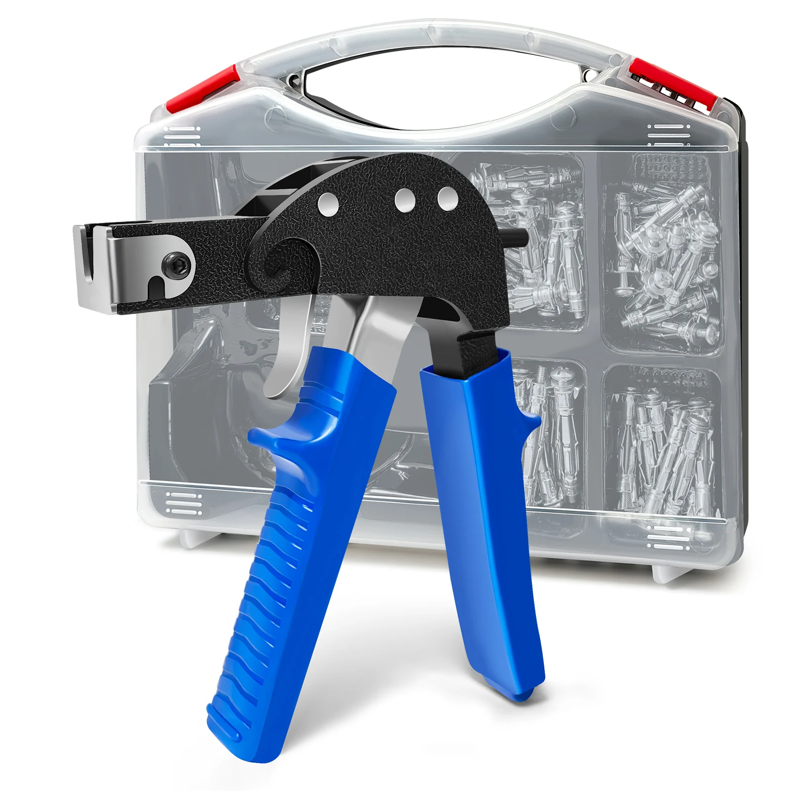 Heavy Duty Hollow Wall Anchor Gun Set, 71Pcs M4 & M5 Expansion Bolt Fixing Kit with Handheld Setting Tool & Storage Case, Cavity Wall Plug Plier for Plasterboard, Drywall, Wood & Brick