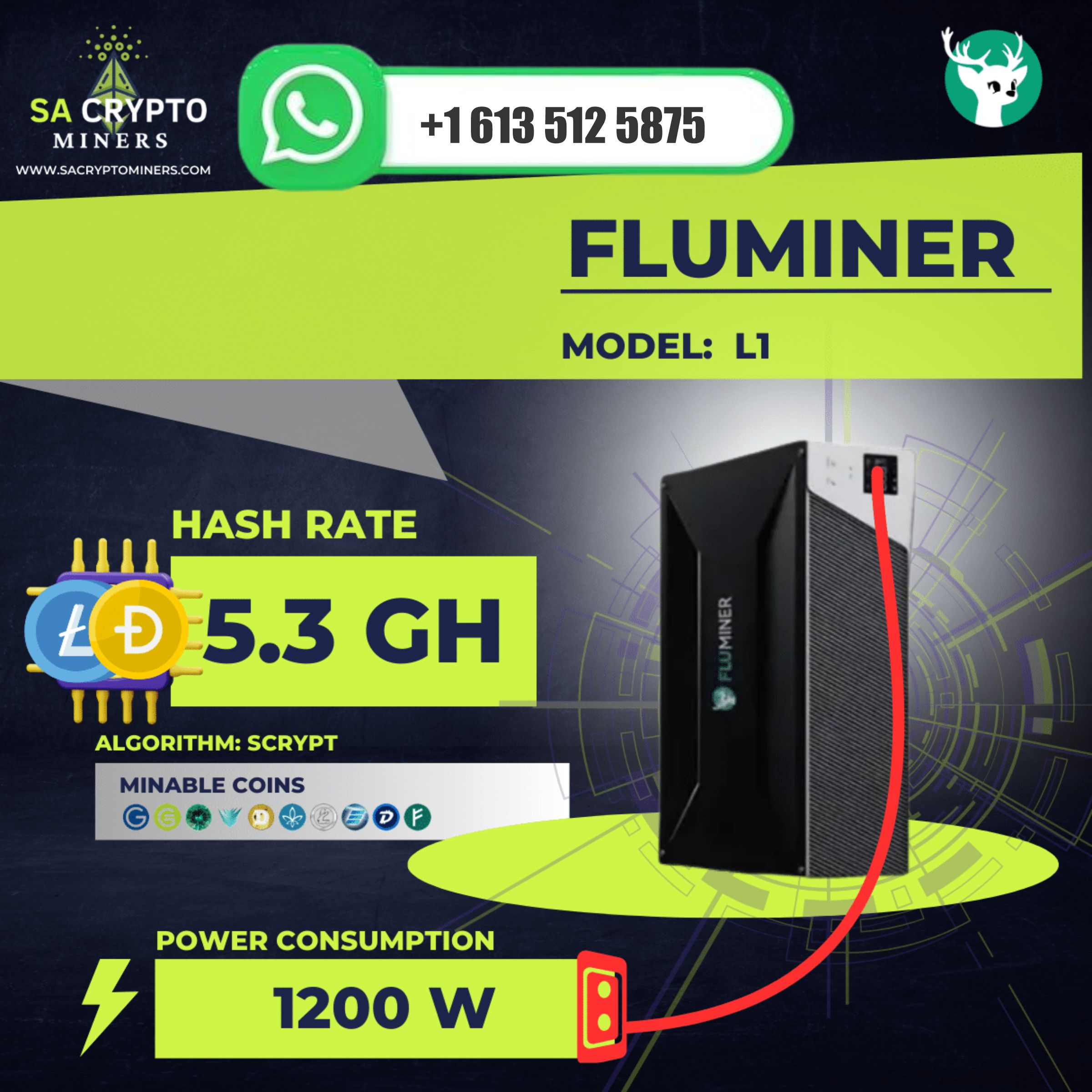 Oferta Cósmica JY: Compre 5 e Ganhe 3 Grátis! Novo Fluminer L1 Pro 6Gh/s Minerador de Moedas DOGE LTC BEL 1400W 110-240V Em Estoque