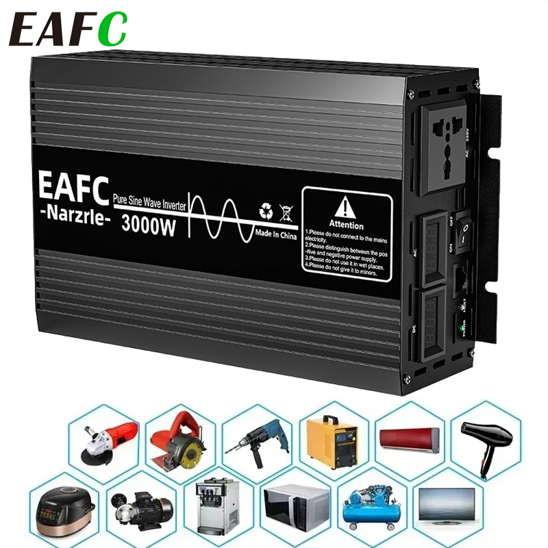 EAFC inversor de onda sinusoidal pura 4000W/3000W/2000W DC 12V a AC 220V convertidor de transferencia de voltaje enchufe Universal de la UE accesorios para automóviles