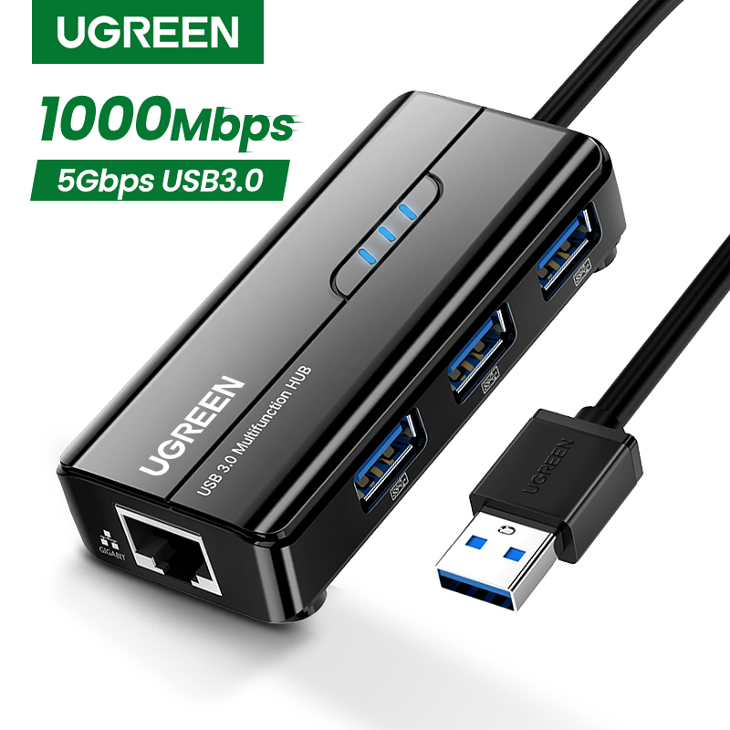 UGREEN-adaptador Ethernet USB de 1000/100Mbps, HUB RJ45, USB 3,0/2,0, para ordenador portátil, PC, Xiaomi Mi Box S, Nintendo, tarjeta de red, USB Lan