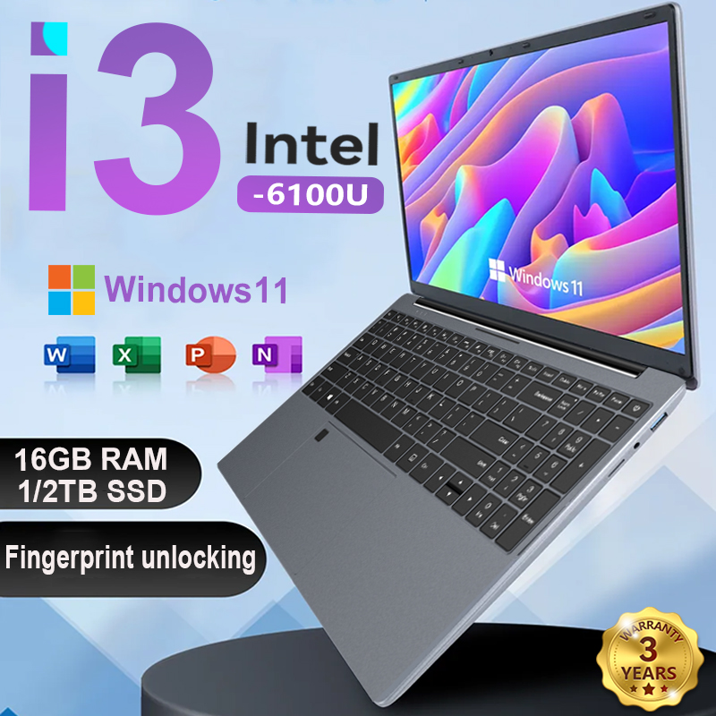 15.6 "Intel Core i3 6100U Laptop Computer 16GB RAM 1/2TB SSD Notebook PC Draagbare Windows 11 Notebook PC Kantoor Studie Laptops