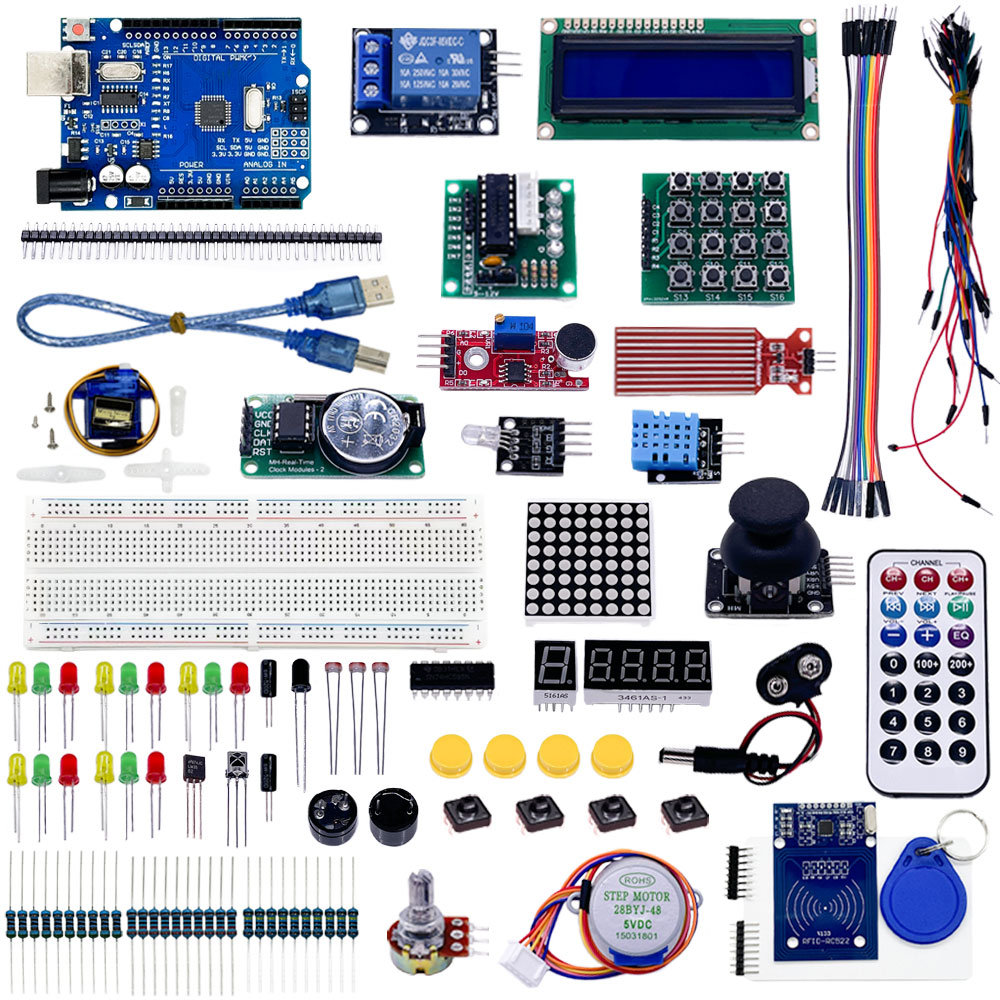 Elektronische Starter Learning DIY Kit voor Arduino UNO R3 Elektronische Module 830-gaats Breadboard 1602 LCD, DHT11 Sensor Verbeterde Kit