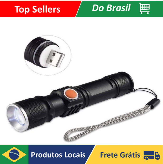 NEVERDIE-Lanterna Profissional Led Portátil T6 Usb Recarregável Convenientemente ENVIO RAPIDO PARA TODO O BRASIL