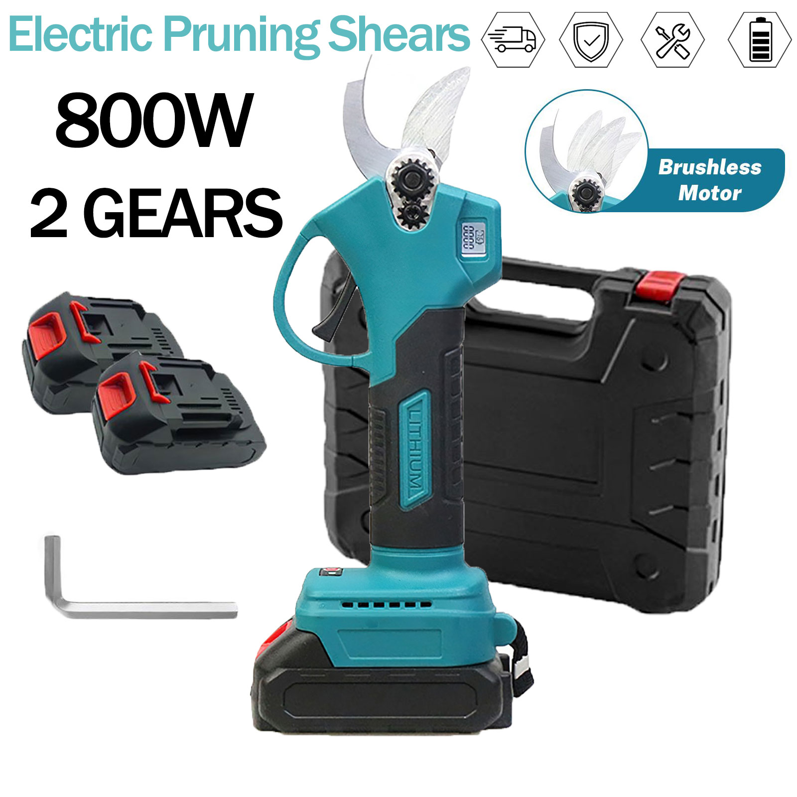 Kabellose Bürstenlose Elektrische Gartenschere mit LED-Anzeige, Akku-Gartenschere für Makita 18V Batterie
