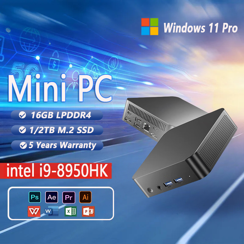 Mini PC Intel i9-8950HK/Intel i3-6100U Windows 11 Pro 16GB RAM 1/2TB SSD WiFi6 BT5.2 computadora de escritorio trabajo PC de bolsillo