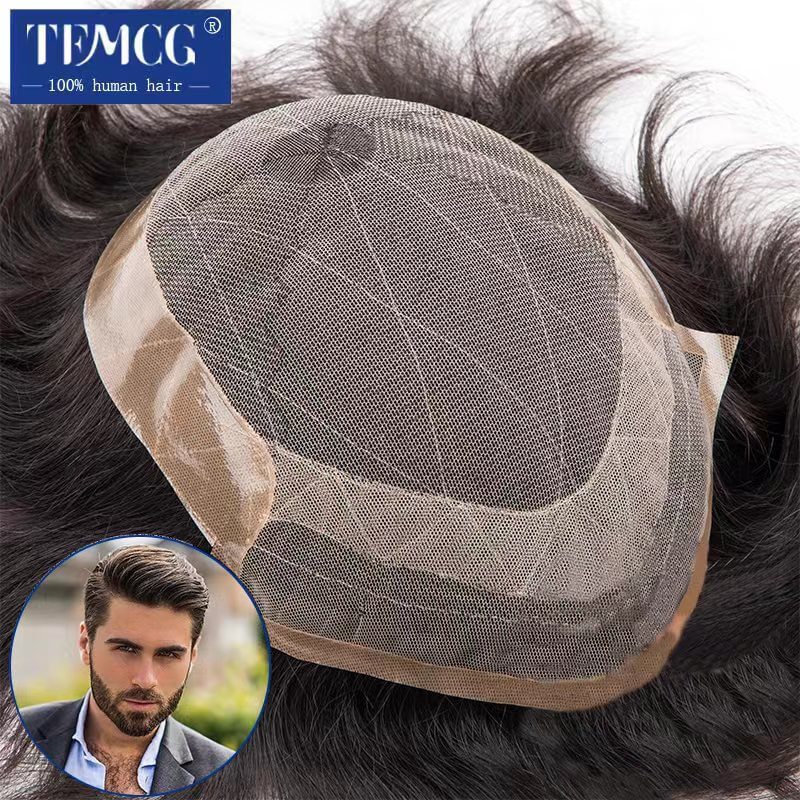 Nuova protesi per capelli OCT-maschile parrucca da uomo con parrucchino naturale per capelli umani parrucca maschile con densità del 130% unità di sistemi Exhuast spedizione gratuita