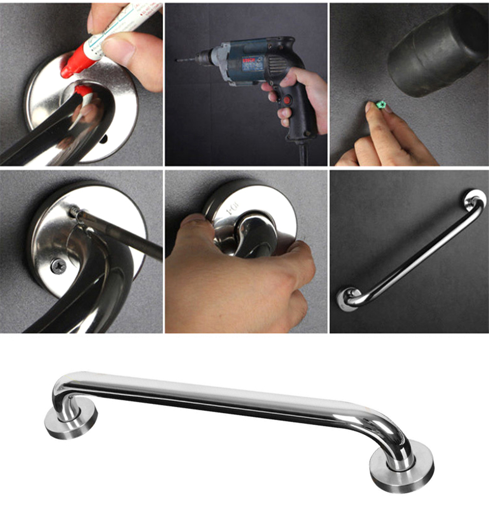 2x Veiligheidshandgreep Badkamersteun Handgreep Stalen Baddouche Toilet Handrail Uk