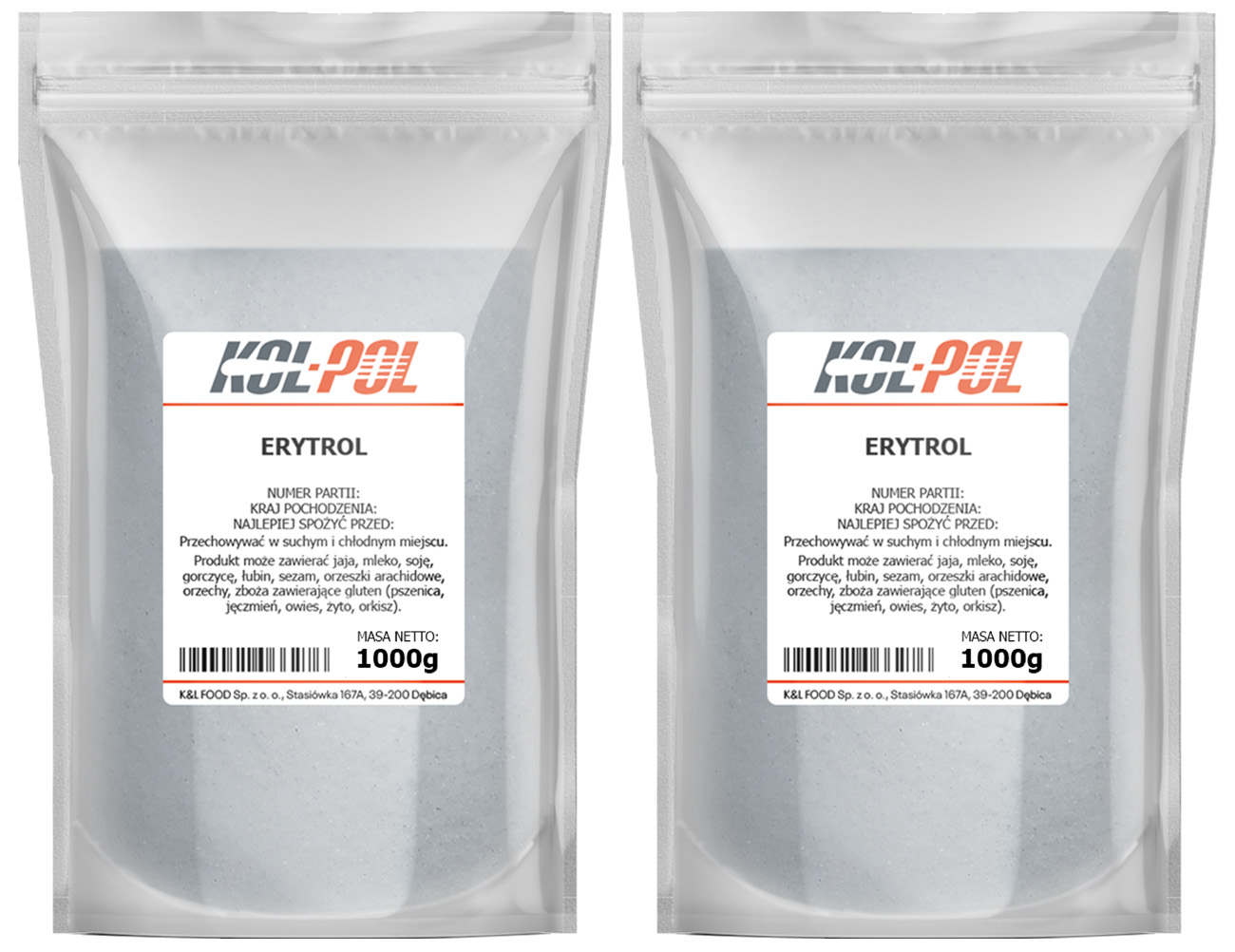ERYTRYTOL 2kg Erytrol – naturalny słodzik, bez kalorii | Zdrowy zamiennik cukru | Kol-Pol