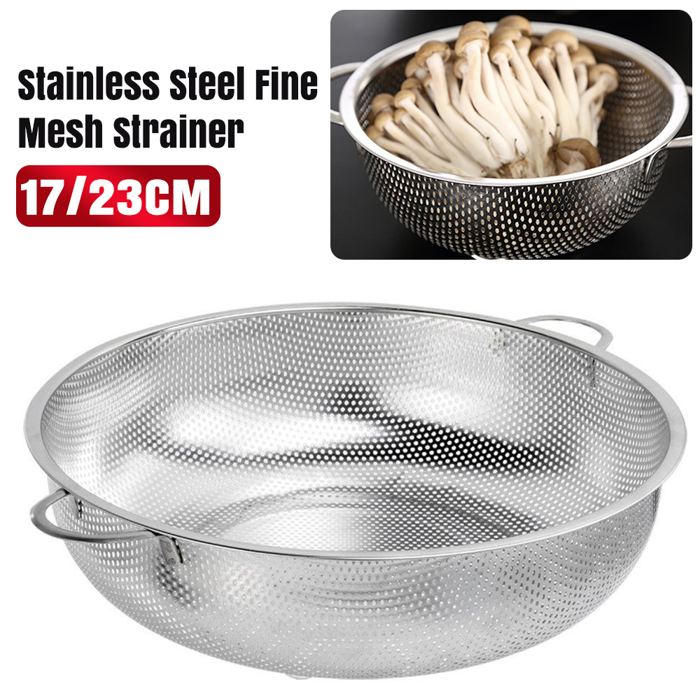 Colador de malla fina de acero inoxidable, colador de alimentos, arroz, verduras, frutas, tamiz, 17cm