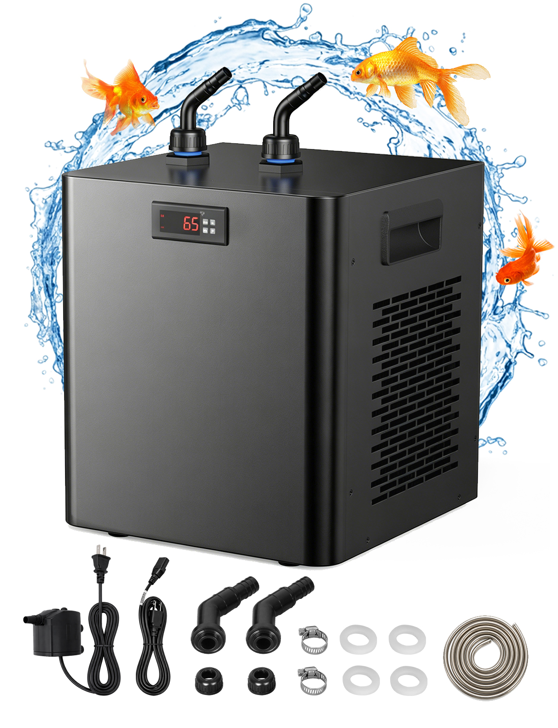 Aquarium Chiller 132gal 500L, 1/2 HP Active Aqua Chiller for Axolotl,Hydroponic System,Sea/Fresh Water,Fish Tank,Water Chiller